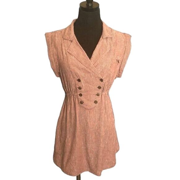 BKE Tunic Peach Striped Cotton Size Medium - Picture 7 of 8